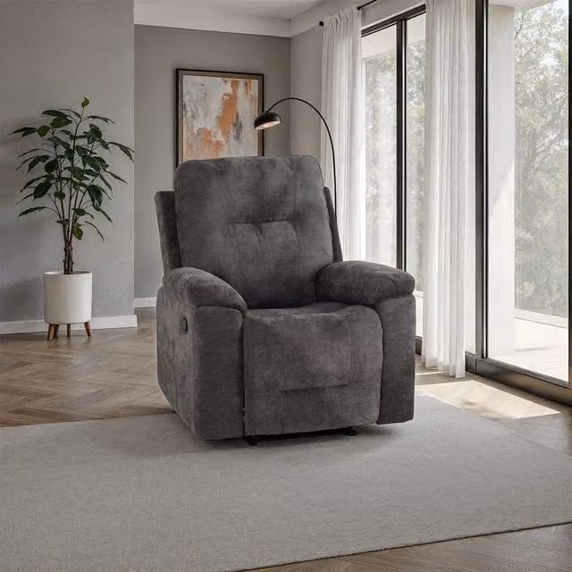 Seconique Guildford Manual Lever Relax Recliner Chair in Grey Fabric