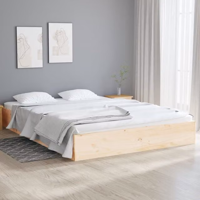 Berkfield Home Small Double Solid Wood Pine Bed Frame, Brown, W/D/H: 120 x 190 cm – 1