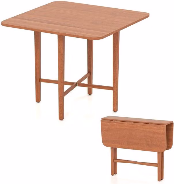 KORVIXA Modern Brown Butterfly Leaf Folding Dining Table