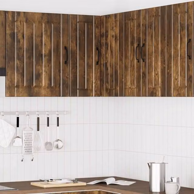 Berkfield Home Lucca Smoked Oak Kitchen Wall Corner Cabinet in Brown, W/D/H: 60.0 x 30.0 x 57.0 cm – 1