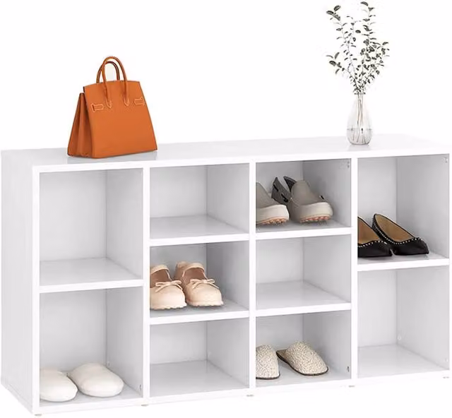 Berkfield Home White Shoe Bench and Hallway Shoe Rack, W/D/H: 103 x 30 x 54.5 cm