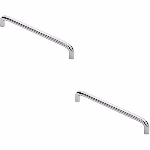 Loops 2 Pack Round D-Bar Cabinet Pull Handles in Chrome, 170 x 10 mm with 160 mm Fixing Centres