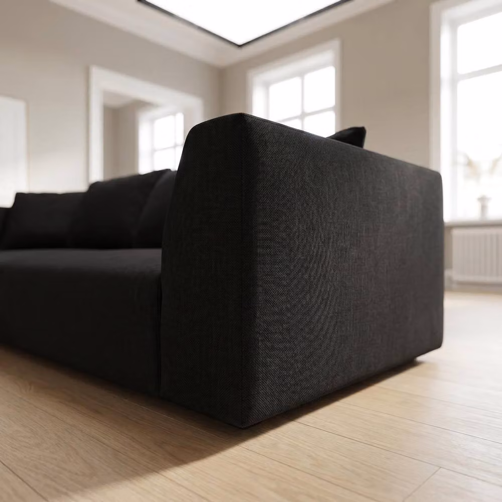 Abakus Direct Tokyo 3 Seater Sofa in Black Bamboo Basket Weave Fabric with Deep Seats – 4