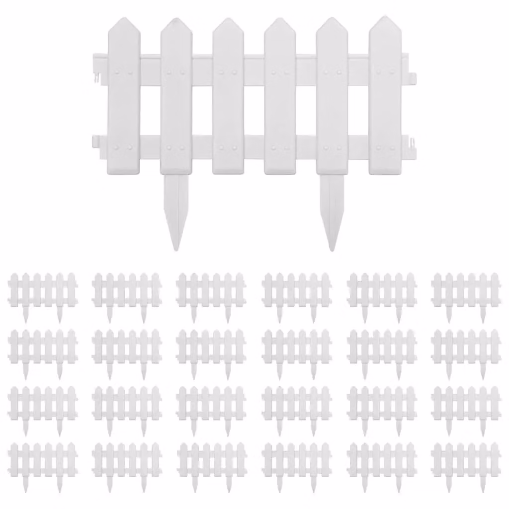 Berkfield Home White Plastic Lawn Edgings, 25 Pieces, 10 m – 2