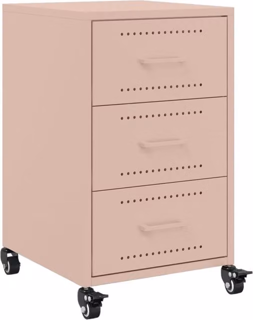 Berkfield Home Pink Metal Bedside Cabinet W/D/H: 36 x 39 x 59 cm