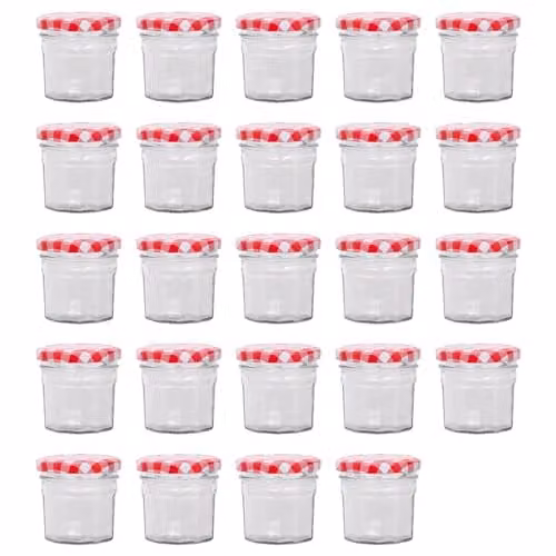 Argon Tableware Glass Screw Top Jars with Red Metal Lids, 90ml, Pack of 24