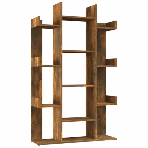 vidaXL Modern Book Cabinet in Smoked Oak, W: 86 cm, D: 25.5 cm, H: 140 cm – 1