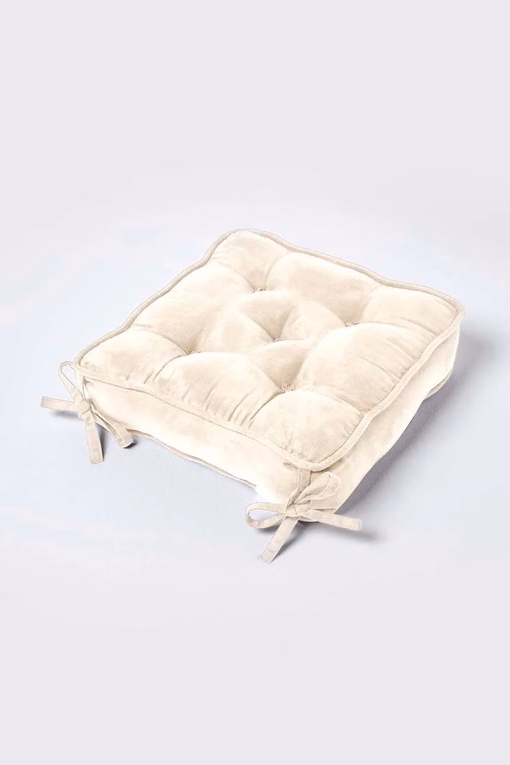 Homescapes Cream Faux Suede Dining Chair Booster Cushion, W/D/H: 40 x 40 x 10 cm – 2
