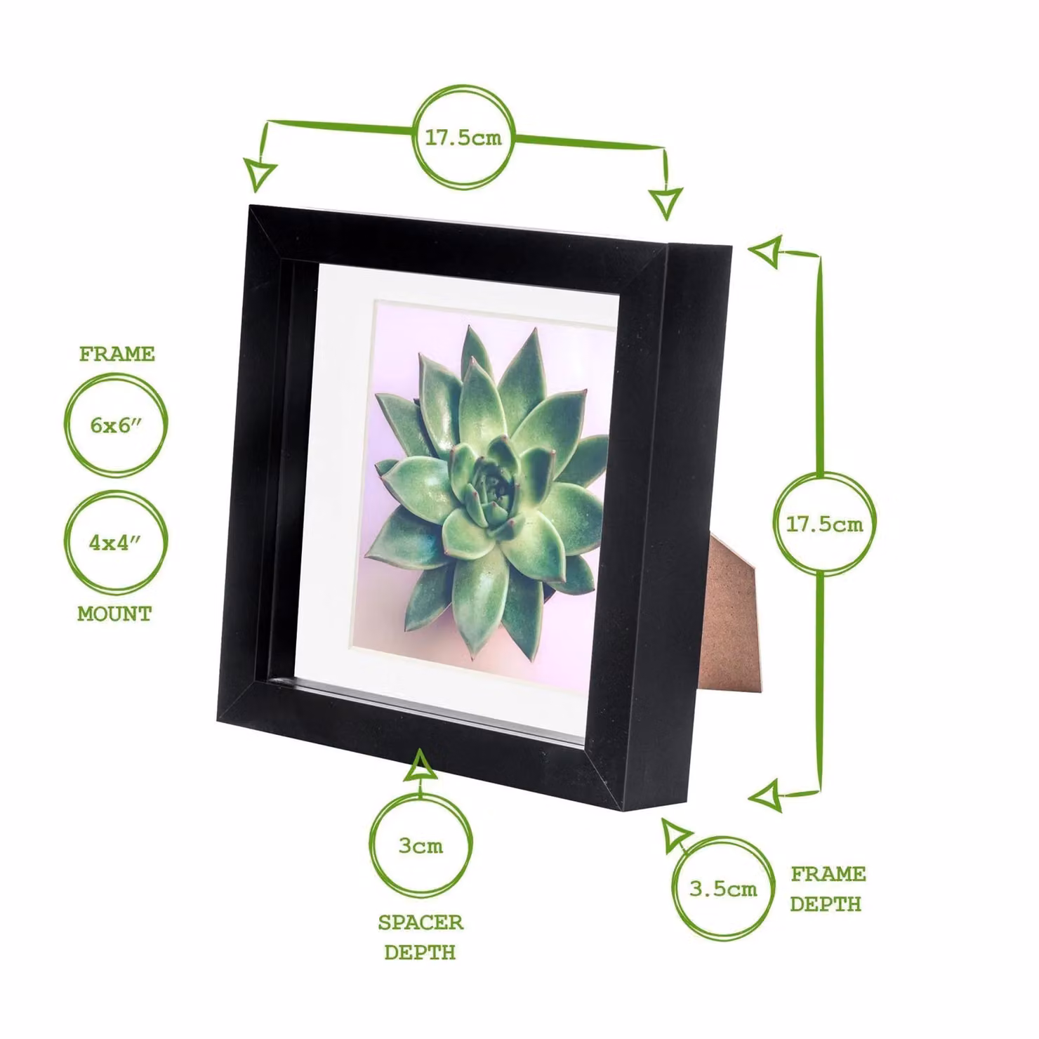 Nicola Spring 2 Piece Square 3D Shadow Box Photo Frame Set in Black and White with Glass Aperture – 5