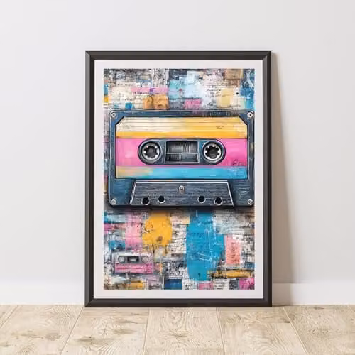 60 Second Makeover Cassette Tape Graffiti Print Urban Street Art Paper Poster, Multicolour, A4
