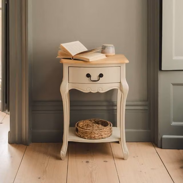 Statement Furniture Juliette Vintage Chic 1 Drawer Bedside Table in Ivory