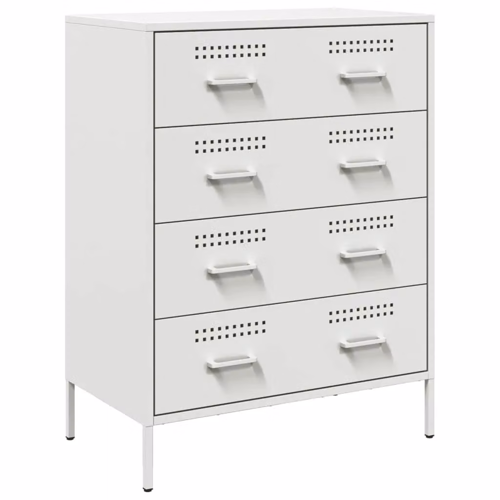 Berkfield Home White Steel Industrial Sideboard W: 68 cm, D: 39 cm, H: 89 cm – 2