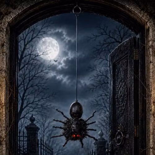 Samuel ALEXANDER 2ft Battery Operated Ash Dropping Dangling Black Halloween Spider Animatronic Decoration – 2