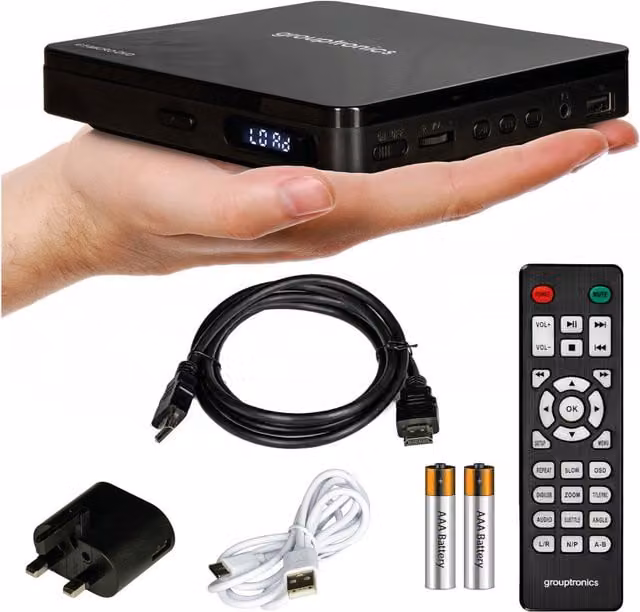 Grouptronics GT-Micro DVD and CD Player with HDMI and USB, Black