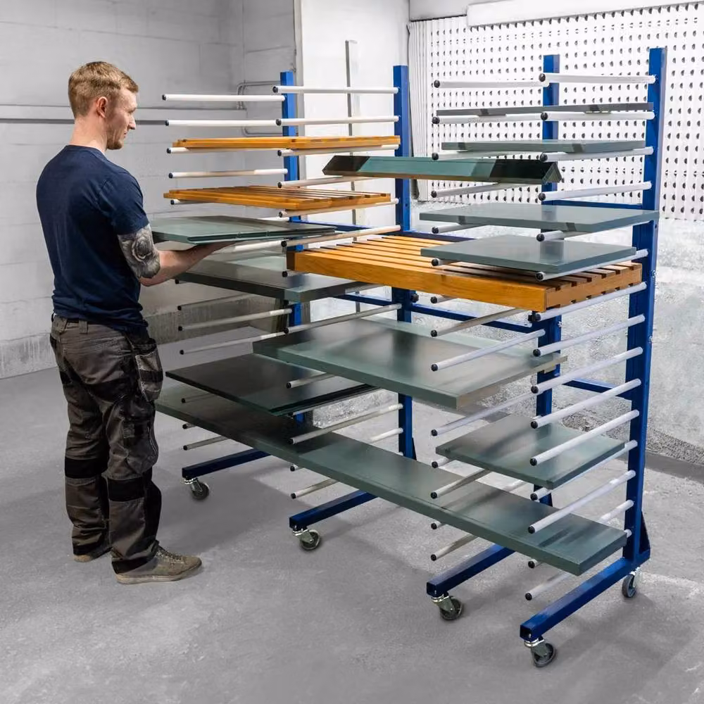 Monstershop Combi Spray Drying Rack Trolley with 4 Trolleys and 3 Connectors in Blue Steel – 2