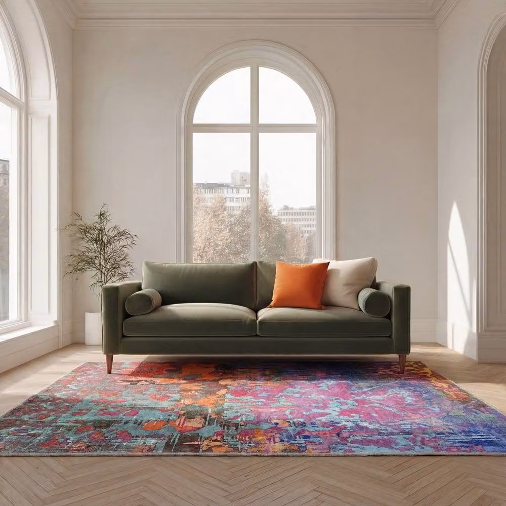 Kukoon Aqua Coral Abstract Washable Rug in Blue and Multicolour, W: 240 cm, D: 330 cm – 2