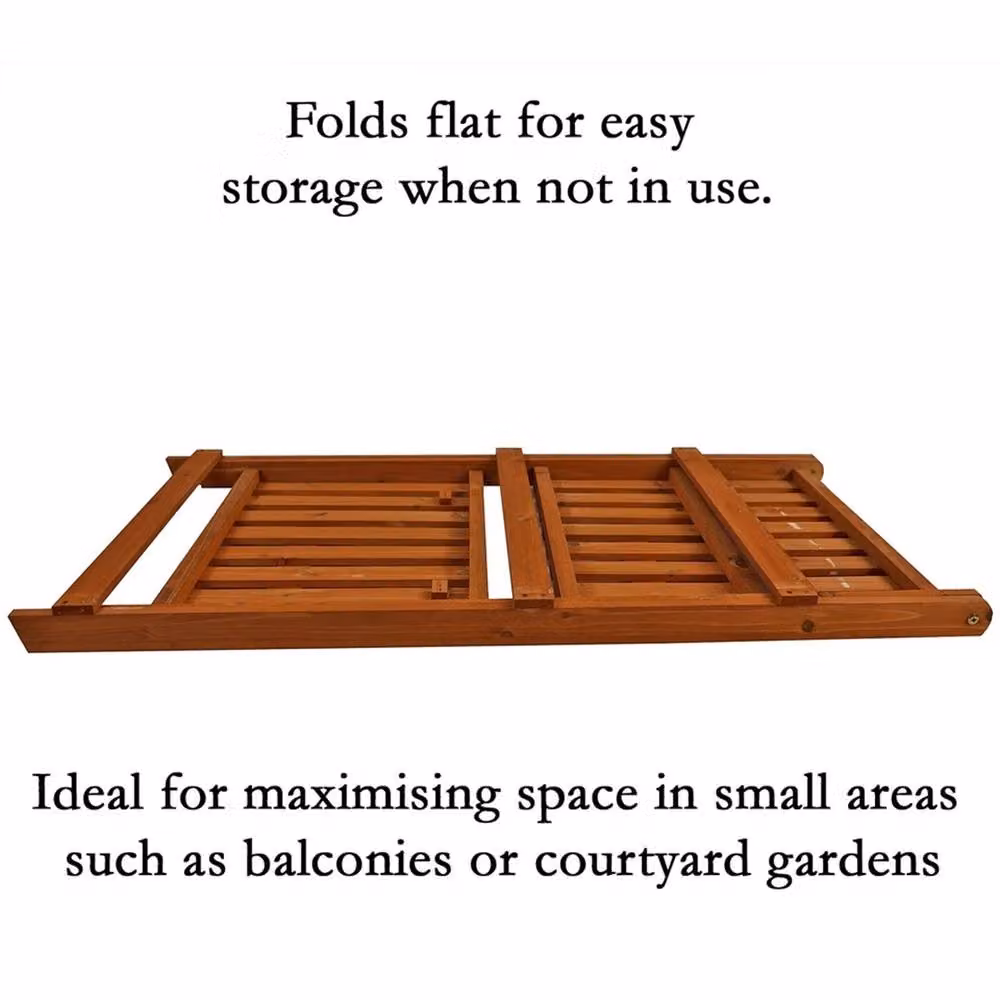 Nordara 3 Tier Foldable Wooden Plant Stand Flower Pot Shelf Rack in Beige or Brown – 3