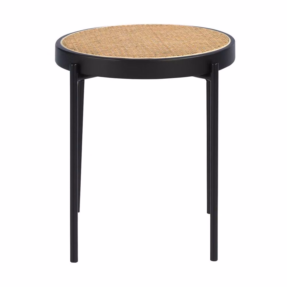 Angel Cerda Round Rattan Side Table with Black MDF Top – 2