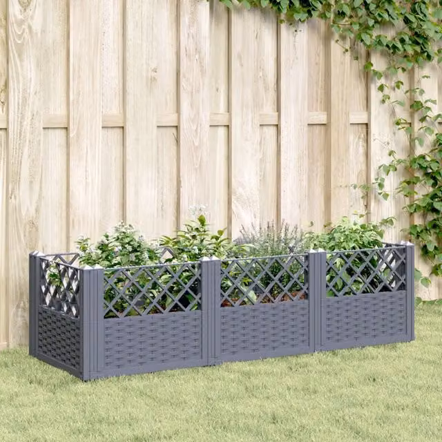 Berkfield Home Garden Planter with Pegs in Blue and Grey, W: 123.5 cm, D: 43.5 cm, H: 43.5 cm – 1