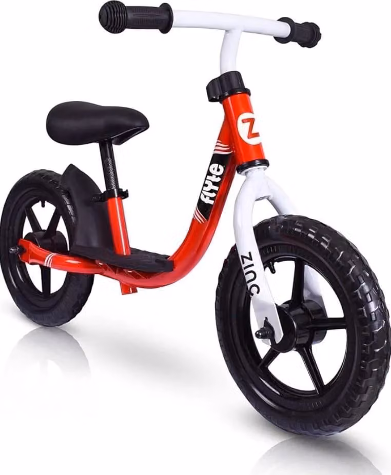 ZINC Flyte Kids 12 Inch Dash Balance Bike in Red with Height Adjustable Metal Frame and EVA Foam Handles