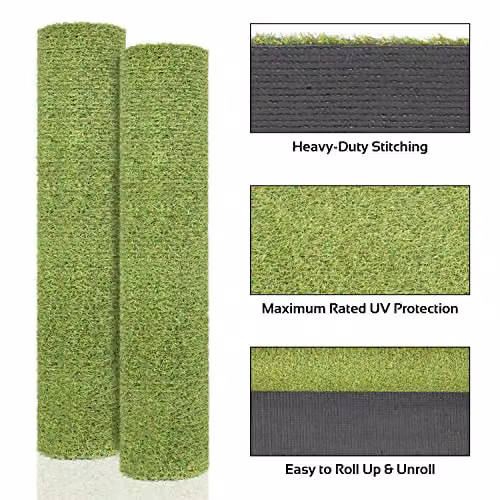 GardenKraft UV Resistant Artificial Grass Roll in Light Green, 15mm Pile Height, W: 1 m, L: 4 m – 6