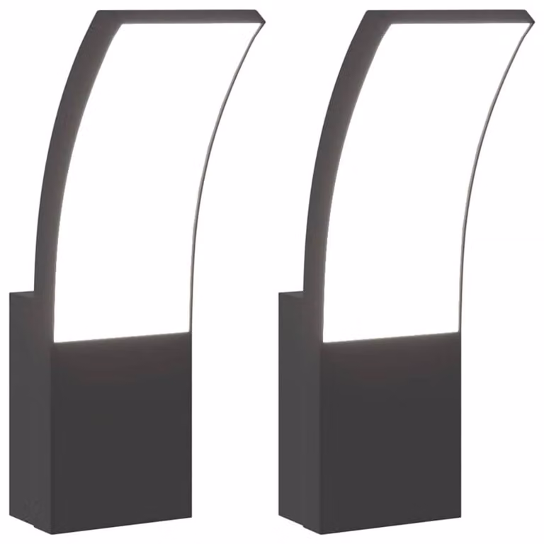 Berkfield Home Outdoor LED Wall Lights, 2-Piece Black Die-cast Aluminium Set
