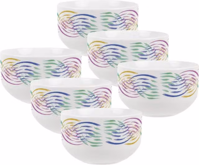 Purely Home Abstract Waves Ceramic Cereal Bowl, Green and Multicolour
