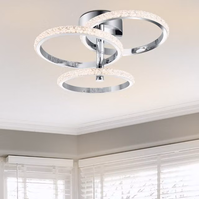 COSYLYTE Cowan 3 Ring Integrated LED Ceiling Light in Chrome