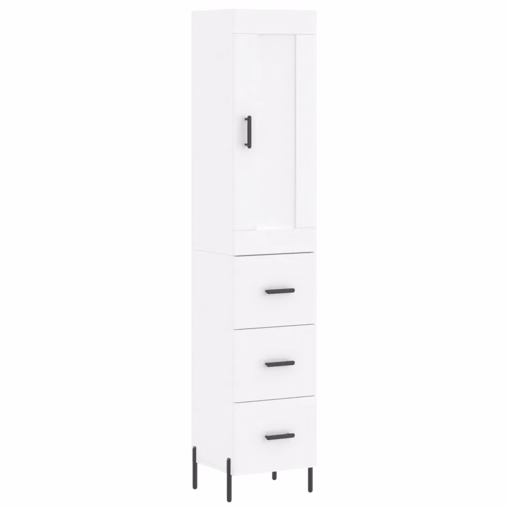 Berkfield Home White Modern Highboard with Hinged Doors and Internal Shelves, W/D/H: 34.5 x 34 x 180 cm – 2