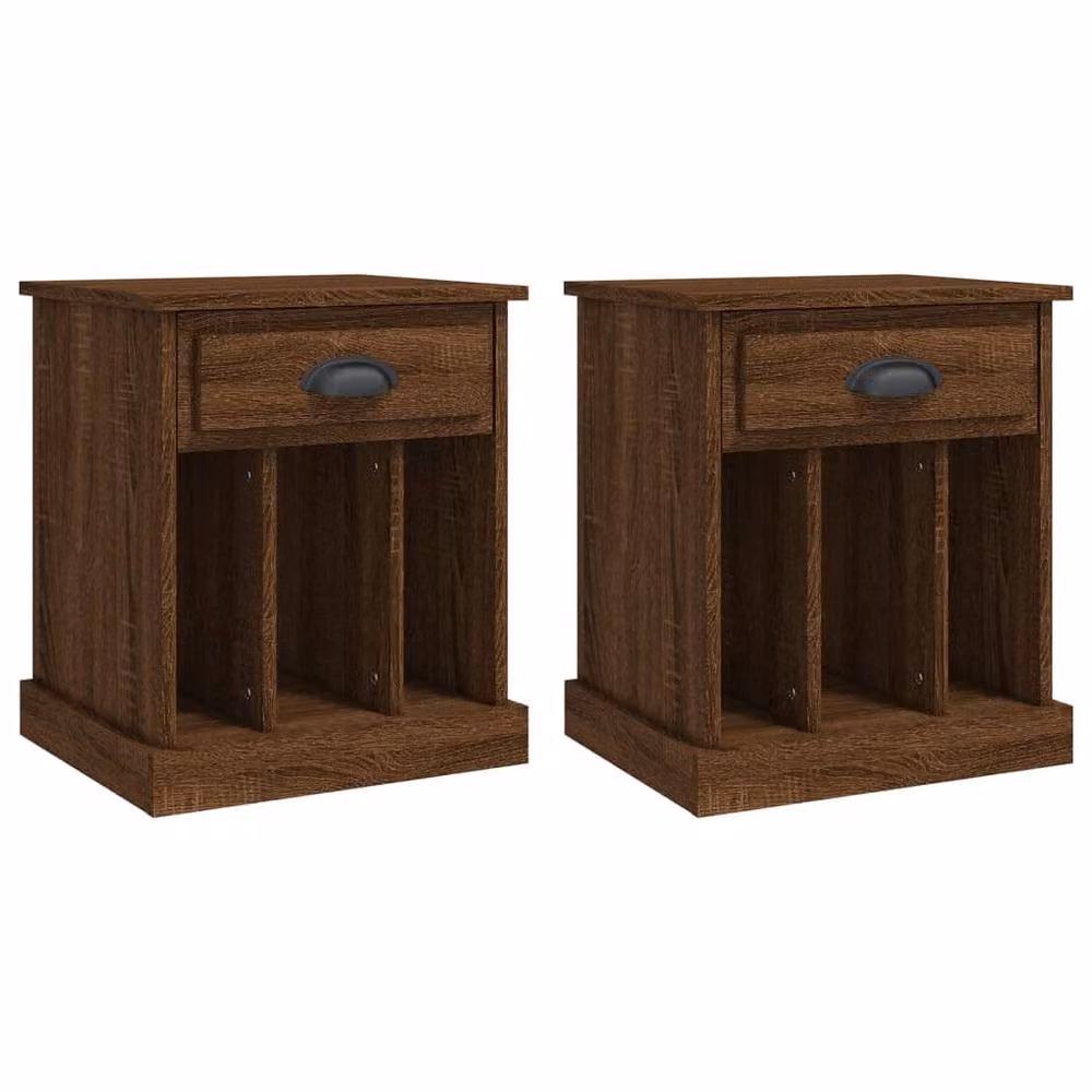 Berkfield Home Elegant Bedside Cabinets, 2 Piece Set in Brown Oak, W: 43 cm, D: 36 cm, H: 50 cm – 3