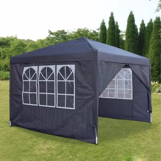 Neo Waterproof Pop Up Outdoor Canopy Folding Garden Gazebo Party Tent, Grey, W: 300 cm x D: 300 cm x H: 300 cm
