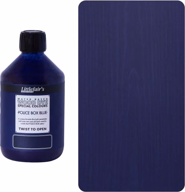 Littlefairs Opaque Wood Stain for Indoor and Outdoor Use, Police Box Blue, 0.5 l