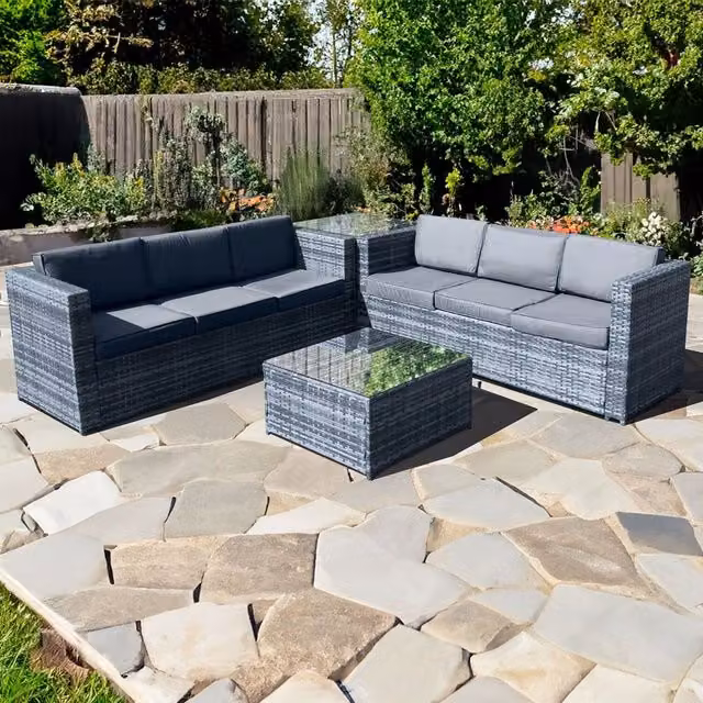 Oseasons Malta Rattan 6 Seat Corner Set in Ocean Grey