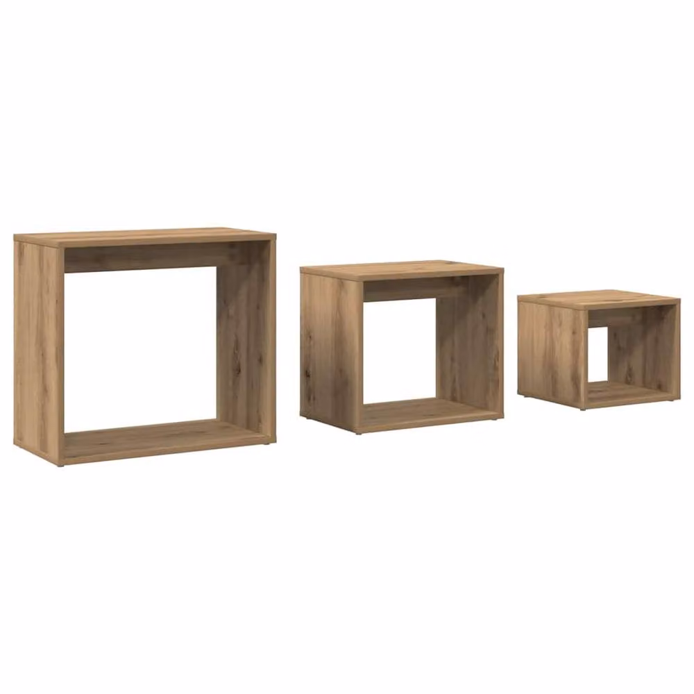 Berkfield Home Nesting Tables, 3 Piece Set in Artisan Oak Brown Engineered Wood – 2