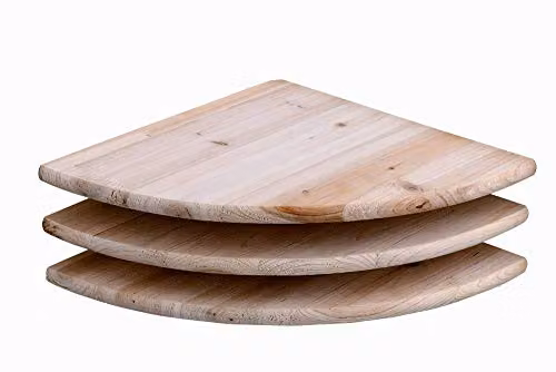 Core Products 3 Pack Brown Pine Wall Mounted Corner Shelf Kit, W/D/H: 30.48 x 30.48 x 16.0 cm