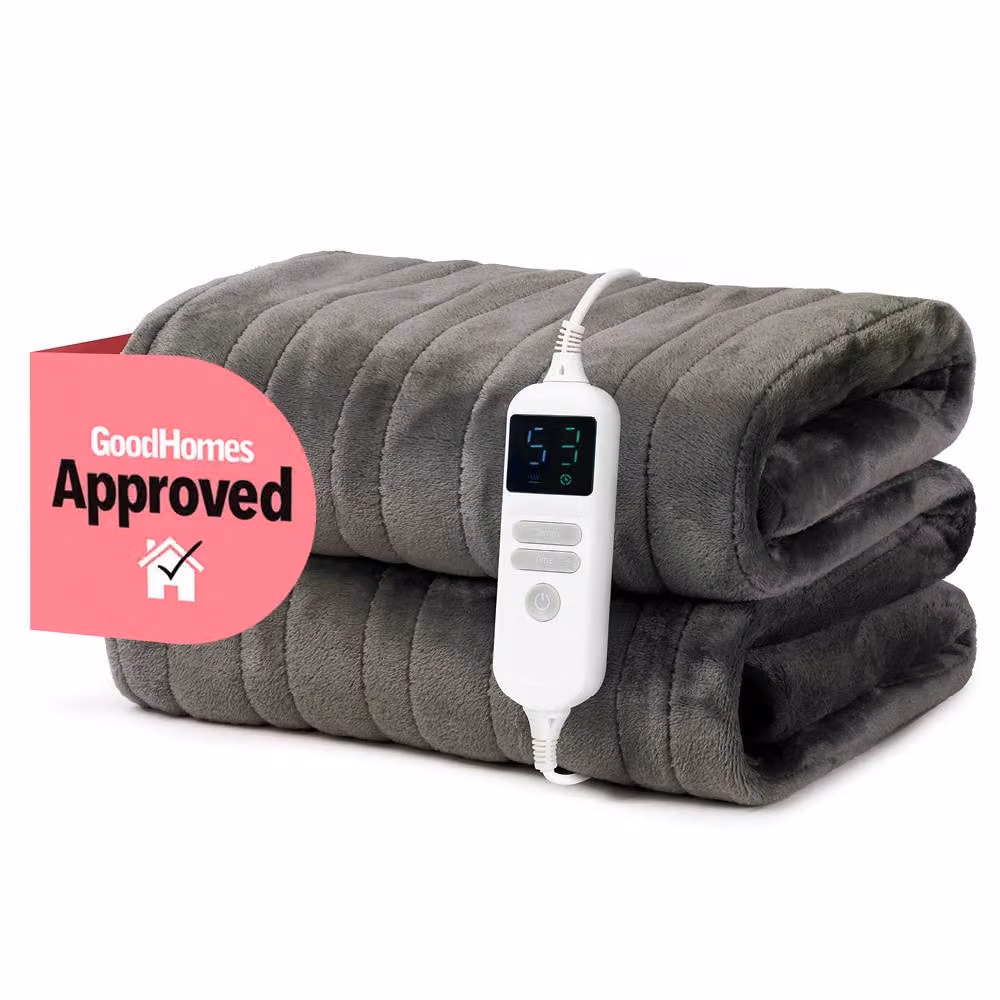 LIVIVO Electric Heated Fleece Over Blanket with Digital Control in Cool Grey – 2