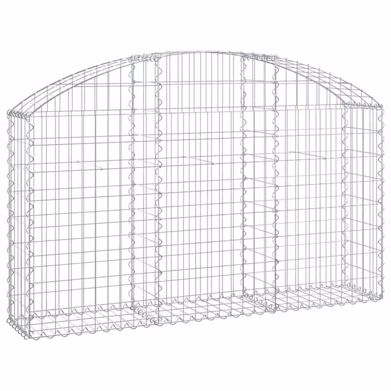 Berkfield Home Arched Gabion Basket in Silver Galvanised Steel, W: 150 cm, D: 30 cm, H: 80-100 cm