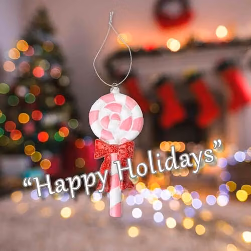VFM e-Store Pink Striped Glass Lollipop Christmas Tree Ornament, H 18.6 x W 7.6 x D 2 cm – 4