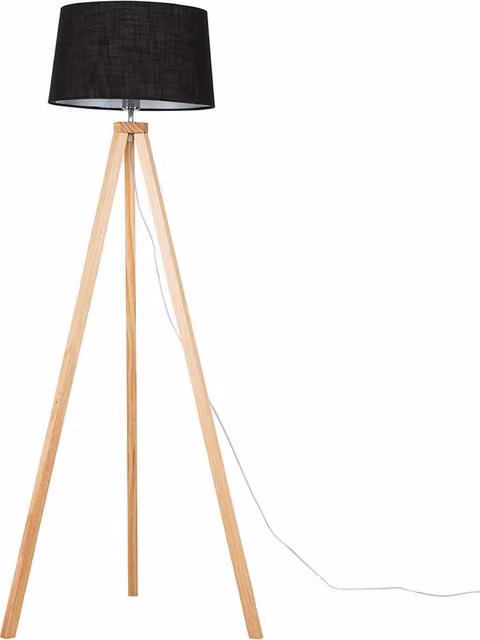 Barbro Brown Floor Lamp with Black Fabric Shade