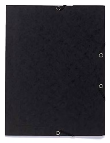 Exacompta Black Printed Collection Folder with Elastic Bands and 3 Flaps for A4 Documents, W: 24 cm, H: 32 cm
