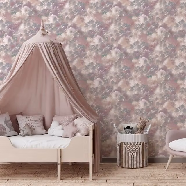 Arthouse Vanilla Skies Wallpaper in Pink and Purple