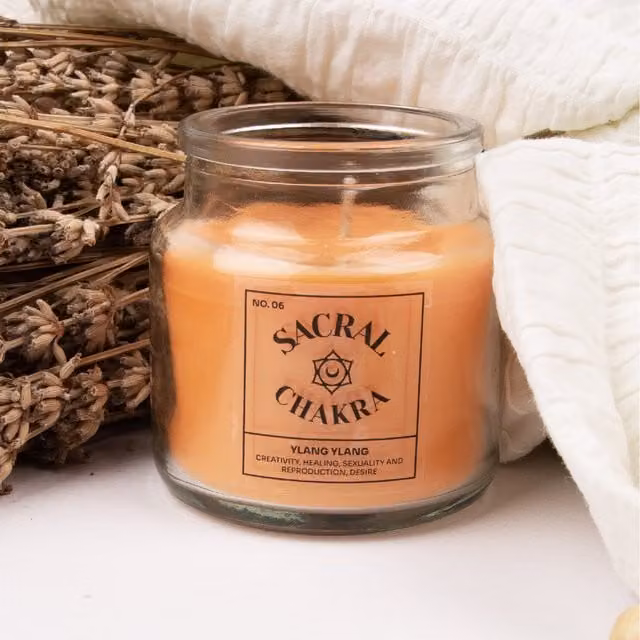 Myga Sacral Chakra Scented Tabletop Candle in Orange with Floral Notes