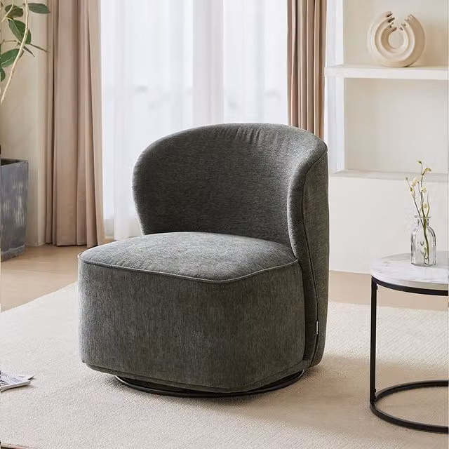 Livingandhome Modern Green Fabric Upholstered Tub Swivel Accent Chair