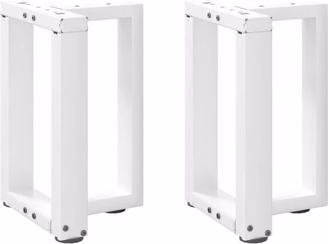 Berkfield Home T-Shaped Coffee Table Legs, 2 Pieces, White Steel, W: 28 cm, D: 25 cm, H: 42-43 cm