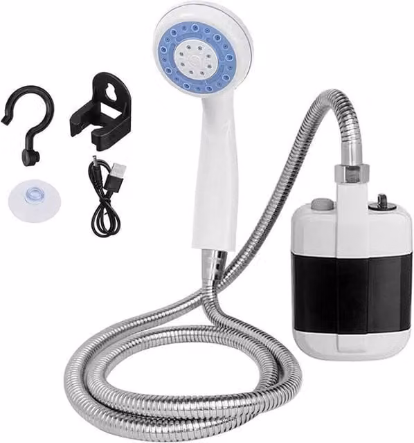 VOGREX Rechargeable Handheld Shower with Hook for Garden, Dog and Outdoor Use, White – 1