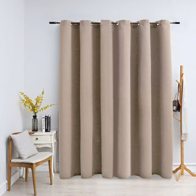 Berkfield Home Blackout Curtain with Metal Rings, Beige, W: 290 cm, H: 245 cm