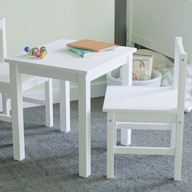 Vida Designs Pisces Kids Table and Chairs Set in White Pine Wood