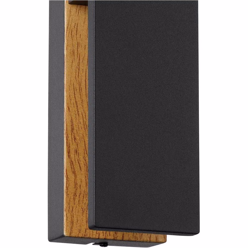 Loops Modern LED Up and Down Wall Light in Black and Brown with Wood Details – 4