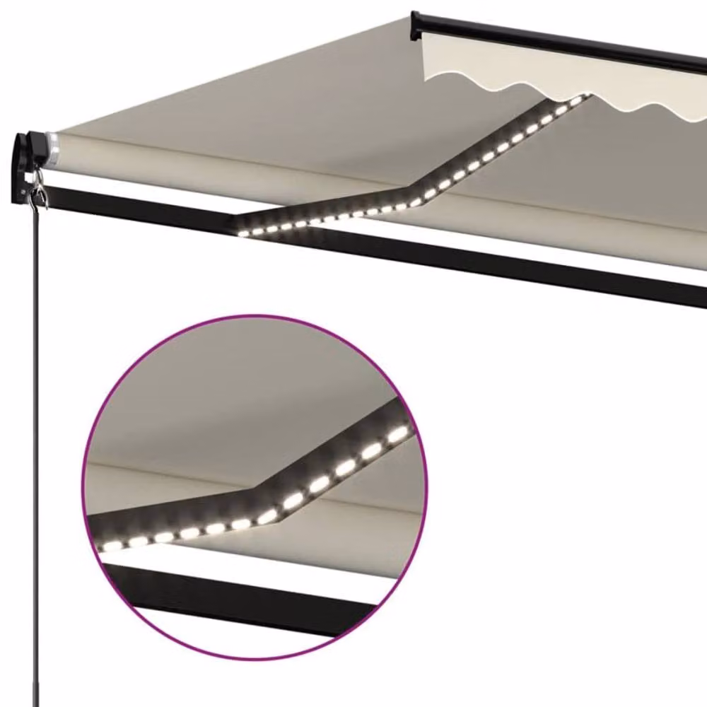 Berkfield Home Manual Retractable Awning with LED, W/D/H: 350 x 250 cm, Beige – 3