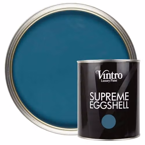 Vintro Blue Satin Eggshell Paint for Walls, Wood and Trim, 1 Litre (French Navy)